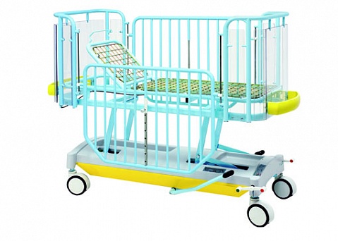 Купить Медицинская детская мебель:  функциональная детская кровать с регулируемой высотой (гидравлика), на колесах, двухсекционная, 19-FP646 в Москве, цена - 7500 руб.