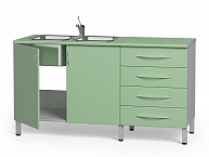 Купить Комплект металлической медицинской мебели для медицинского кабинета, с двойной мойкой БТ-24+БТ-02/4 в Москве, цена – 71 000 руб.