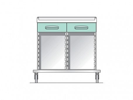 Купить Тележка медицинская из технополимеров  с 2-мя выдвижными ящиками и направляющими под лотки и корзины, модель 16-FT950  в Москве, цена - 15000 руб.