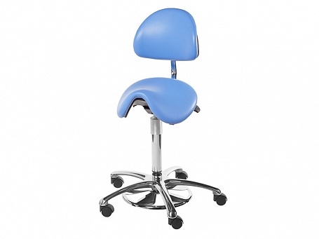 Купить Табурет медицинский, рабочий стул для врача, эргономичный с сиденьем типа "седло"  и спинкой, с ножной регулировкой высоты, БТ-ЭРГО-4 в Москве, цена - 15000 руб.