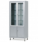 Купить Шкаф медицинский металлический, двустворчатый, верхние дверцы стеклянные, нижние металлические 13-FP246, 13-FP247 в Москве, цена – 11 000 руб.